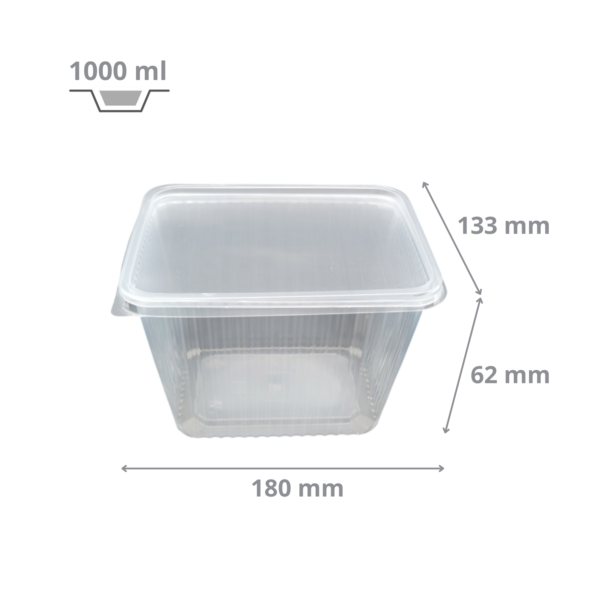Barquette plastique micro-ondable avec couvercle 1000 cc